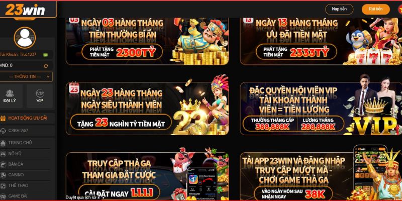 Khuyến Mãi 23win: Cơ Hội Vàng Để Nhận Thưởng Giá Trị 2 Tổng hợp các khuyến mãi 23win đặc sắc